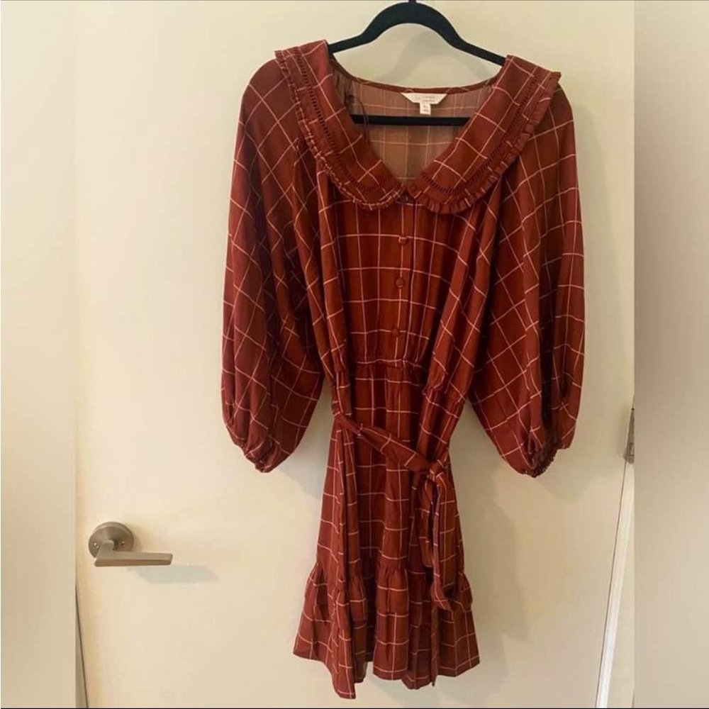 LC Lauren Conrad Rust Plaid Long Sleeve Dress